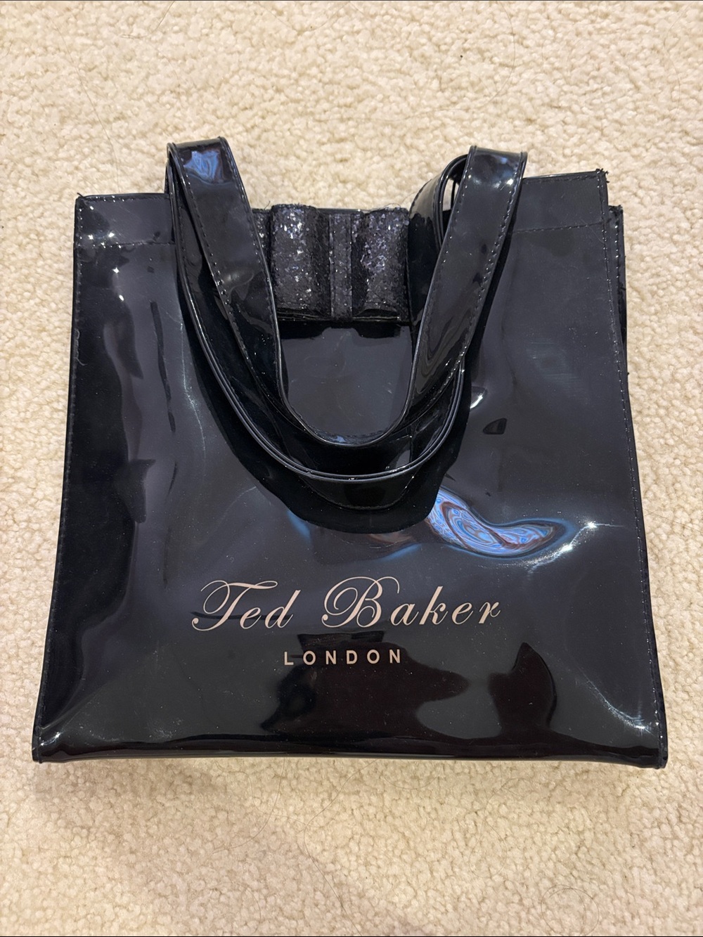 Ted Baker London Glitter Bow Small Ikon Bag with Gold Logo